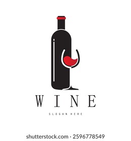 Wine logo with wine glasses and bottles.for night clubs,bars,cafe and wine shops, logo, vector.
