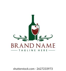 Wine logo with wine glasses and bottles for night clubs, bars and wine shops