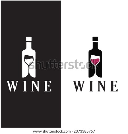 Wine logo with wine glasses and bottles.for night clubs,bars,cafe and wine shops.