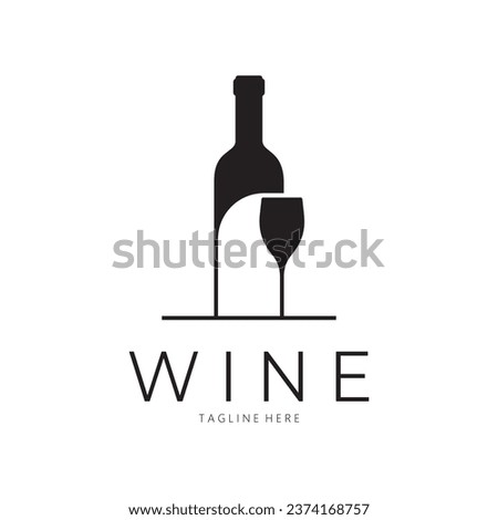 Wine logo with wine glasses and bottles.for night clubs,bars,cafe and wine shops.