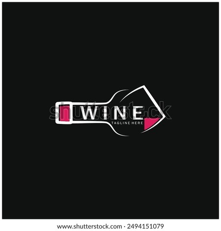 Wine logo with wine glasses and bottles.for night clubs,bars,cafe and wine shops.