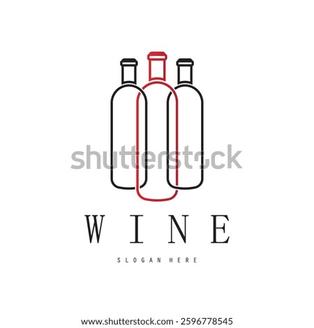 Wine logo with wine glasses and bottles.for night clubs,bars,cafe and wine shops, logo, vector.