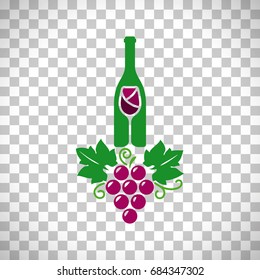 Wine logo with grape isolated on transparent background, vector illustration