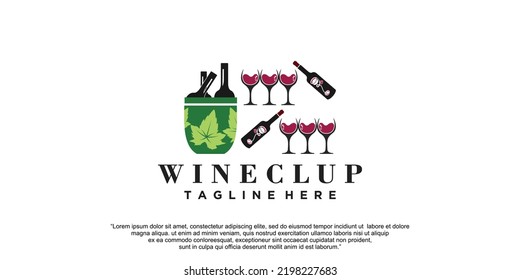 Modelo de diseño de icono de logotipo de vino Ilustración vectorial Premium Vector