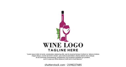 Modelo de diseño de icono de logotipo de vino Ilustración vectorial Premium Vector