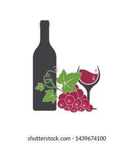 wine logo icon vector illustration design template