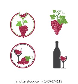 wine logo icon vector illustration design template
