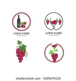 wine logo icon vector illustration design template