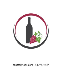 wine logo icon vector illustration design template