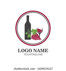 wine logo icon vector illustration design template