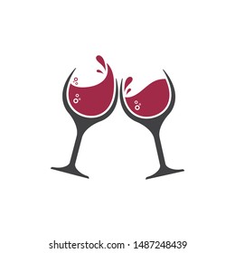 wine logo icon vector illustration design template