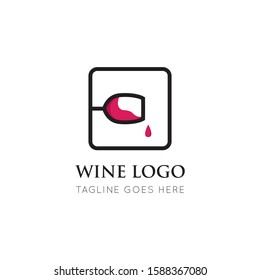 wine logo and icon vector illustration design template