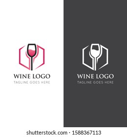wine logo and icon vector illustration design template