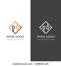 wine logo and icon vector illustration design template