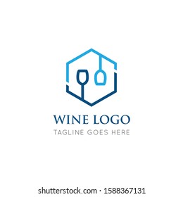 wine logo and icon vector illustration design template
