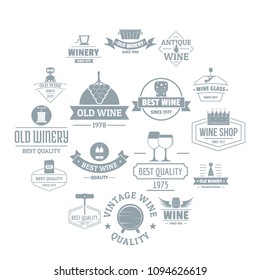 Wine logo icons set. Simple illustration of 16 wine logo vector icons for web