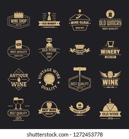Wine logo icons set. Simple illustration of 16 wine logo vector icons for web