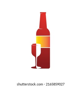 Wine Logo illustration flat design Template 