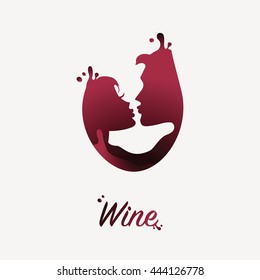 Wine logo with kissing couple.