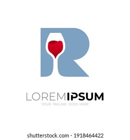 Wine logo with letter R design combination, simple style