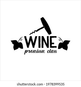 Wine logo lettering. Premium class wine company logotype. Vector illustration of wine luxury symbol. Hand drawn design isolated on white background. EPS 10..