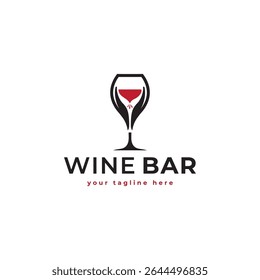 Wine logo. Logo for liquor store, restaurant or bar. Wine glass and bottle logo Vector illustration of the symbol.