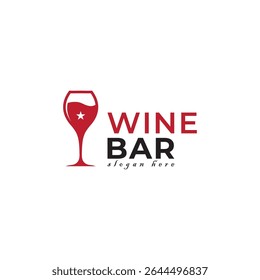 Wine logo. Logo for liquor store, restaurant or bar. Wine glass and bottle logo Vector illustration of the symbol.
