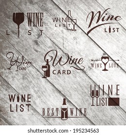 Wine Logo Menu Template Drink Type Cellar Bar Wood Vine Set Of Vintage Labels Templates Of Wine On The Old Wood Pattern Wine Logo Menu Template Drink Type Cellar Bar Wood Vine Group Vines Texture Clim