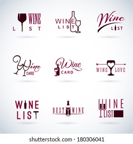 wine logo party font cellar bar elements restaurant flat set set of vector flat design wine icons for food and drink wine logo party font cellar bar elements restaurant flat set group vines climber vi