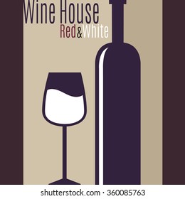 Wine logo red and white. burgundy-beige background. vector