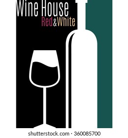 Wine logo red and white. white-black-marine background. vector