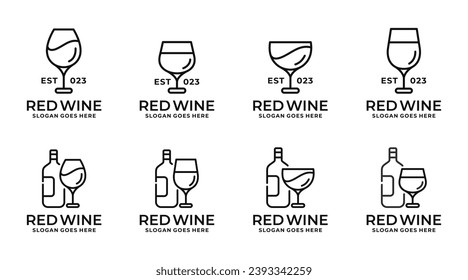 Wine logo set design vector illustration