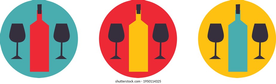 Logotipo de vino para tiendas, embalaje y publicidad. Resumen de etiquetas planas, emblemas y etiquetas para bebidas alcohólicas. Diseño gráfico editable para su diseño.