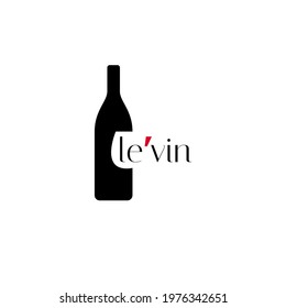 Wine logo. Logo for a wine shop, restaurant, bar. Logo black glass wine bottle with the inscription "le vin". Symbol vector illustration.