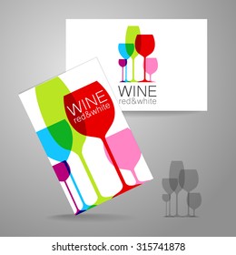 Wine - logo. Template Concept of corporate identity for the wine shop, bar, production. Business card.