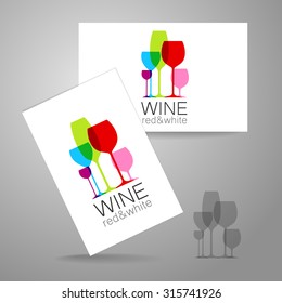 Vino - logotipo. Plantilla Concepto de identidad corporativa para la bodega, bar, producción. Tarjeta de visita.