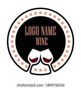 Wine logo template, drink cafe icon