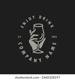 Wine logo template vector icon illustration design isolated on a black background.