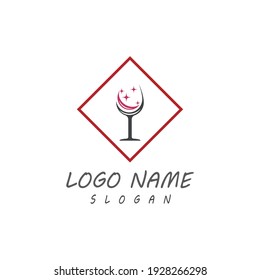 Naturaleza del símbolo vectorial de la plantilla de logotipo de vino
