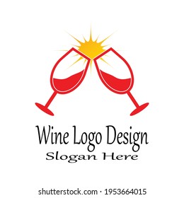 Naturaleza del símbolo vectorial de la plantilla de logotipo de vino