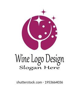 Naturaleza del símbolo vectorial de la plantilla de logotipo de vino