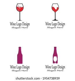 Naturaleza del símbolo vectorial de la plantilla de logotipo de vino