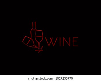 Wine logo templates Bottle, glass, bunch of grapes. Vector illustration