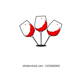 Wine logo templates Bottle, glass, bunch of grapes. Vector illustration