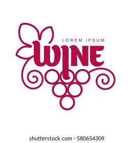 Wine logo templates. Bottle, glass, bunch of grapes. Vintage style wine badges and labels. Black and white logo templates for your design. Vector illustration isolated on white background.