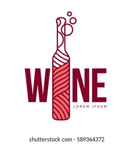 Wine logo templates for your design. Bottle, glass, bunch of grapes. Wine badges, labels. banners, advertisements, brochures, business templates. Vector illustration isolated on white background.