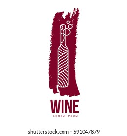 Wine logo templates for your design. Bottle, glass, bunch of grapes. Wine badges, labels. banners, advertisements, brochures, business templates. Vector illustration isolated on white background.