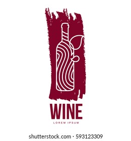 Wine logo templates for your design. Bottle, glass, bunch of grapes. Wine badges, labels. banners, advertisements, brochures, business templates. Vector illustration isolated on white background.