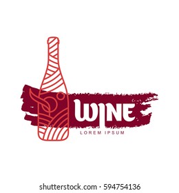 Wine logo templates for your design. Bottle, glass, bunch of grapes. Wine badges, labels. banners, advertisements, brochures, business templates. Vector illustration isolated on white background.