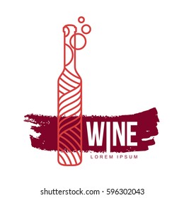 Wine logo templates for your design. Bottle, glass, bunch of grapes. Wine badges, labels. banners, advertisements, brochures, business templates. Vector illustration isolated on white background.